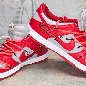 NIKE DUNKS LOW, OFF WHITE, UNIVERSITY RED